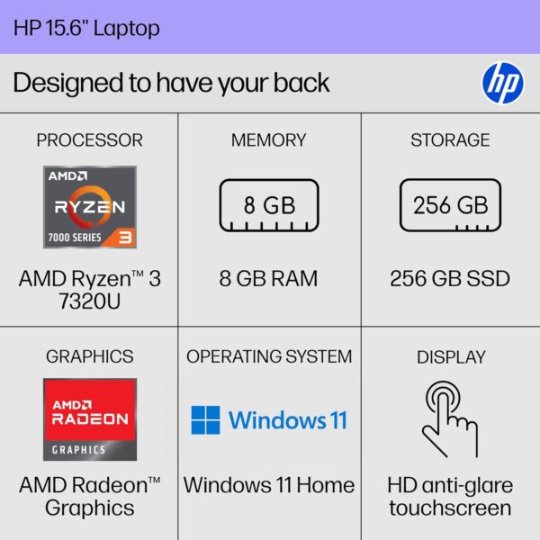 HP 15.6 inch Laptop, HD Touchscreen Display - Image 8